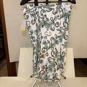 LuLaRoe Madison Skirt White/Floral Scrolls/ Pockets A-line 3XL NEW NWT